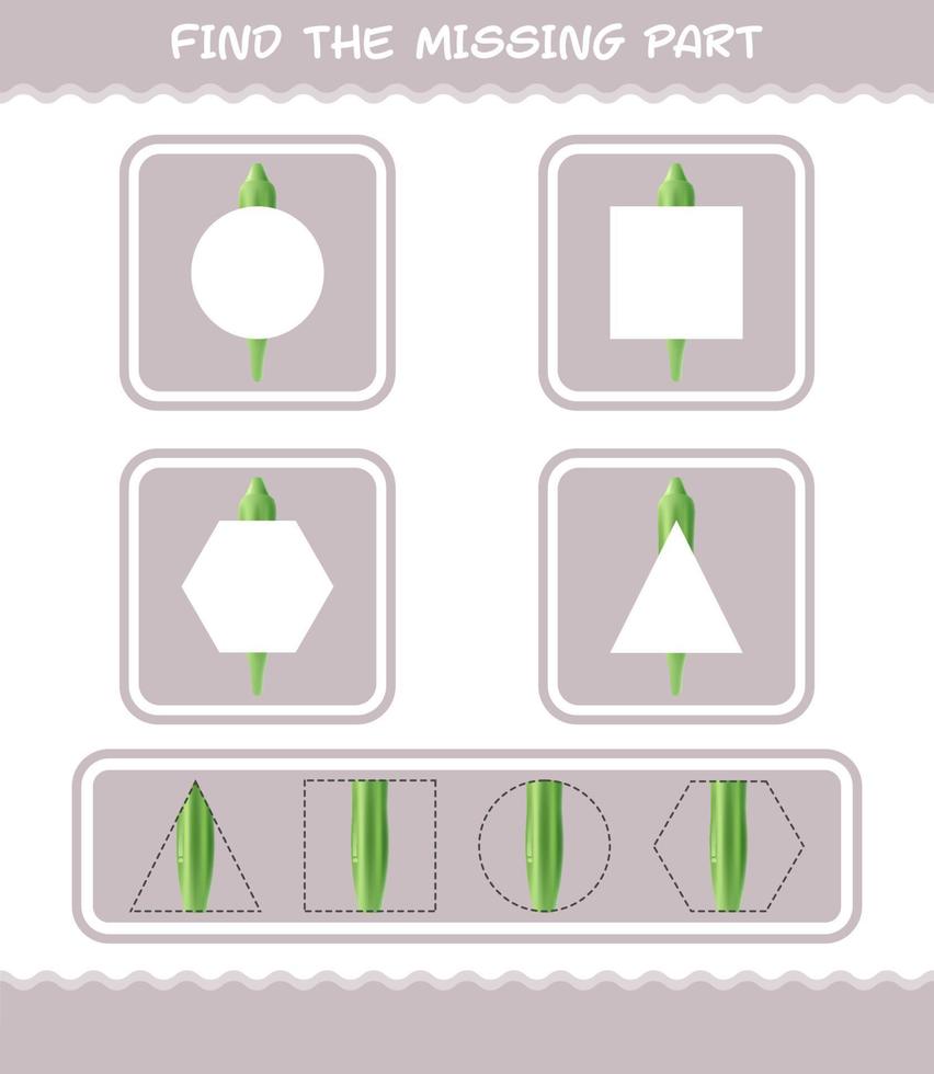 match cartoon okra onderdelen. bijpassende spel. educatief spel voor kleuters en peuters vector