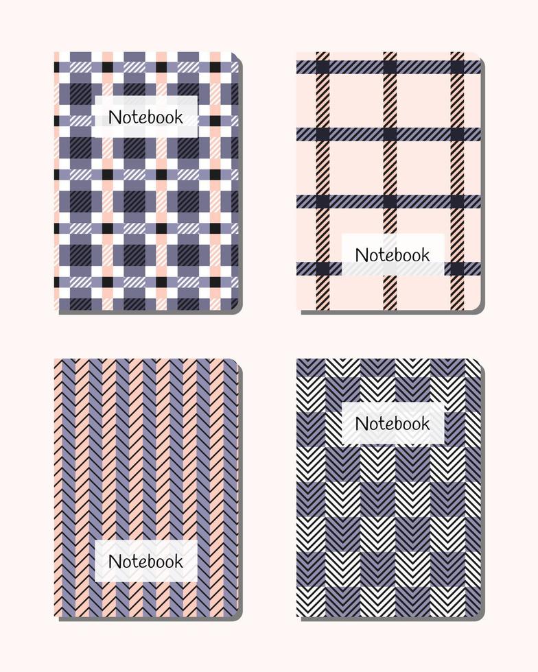 set notitieboekomslagen met klassieke tartan-ruiten. naadloze patronen opgenomen in stalen. ook geschikt voor planners, dagboekboeken. vector