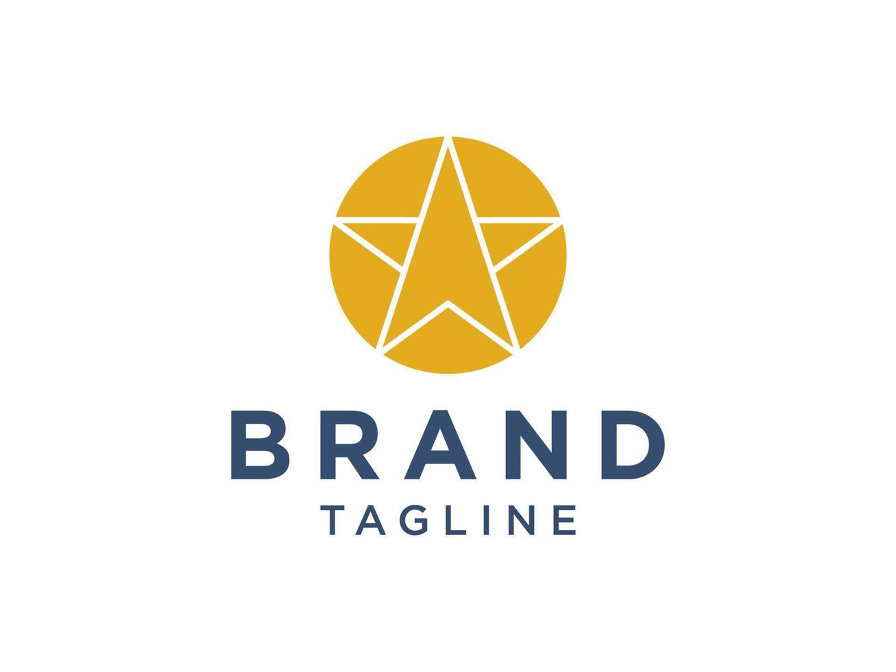 cirkel ster-logo. gouden sterpictogram met geometrische radiale stralen van starburst geïsoleerd op een witte achtergrond. bruikbaar voor bedrijfs- en merklogo's. platte vector logo-ontwerpsjabloon sjabloon.