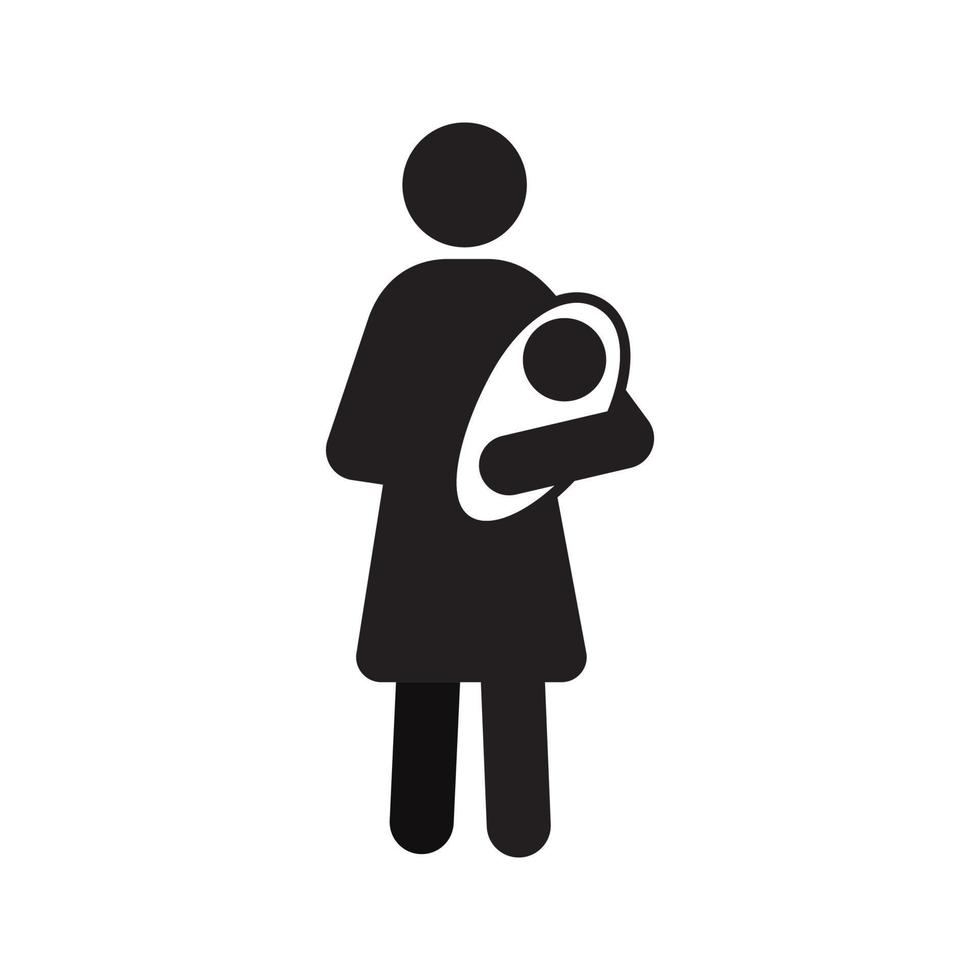 moeder met pasgeboren baby silhouet. moederschap. geïsoleerde vectorillustratie vector