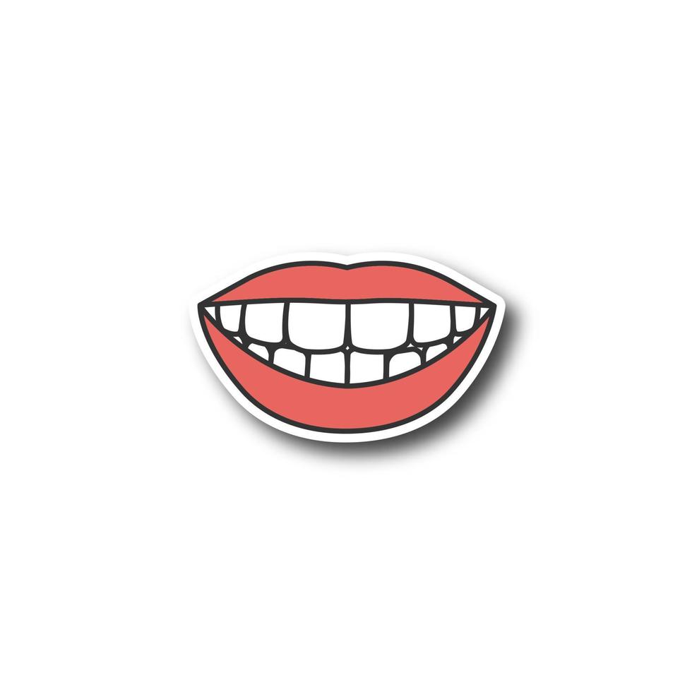mooie glimlach met een gezond gebit. kleur sticker. vector geïsoleerde illustratie
