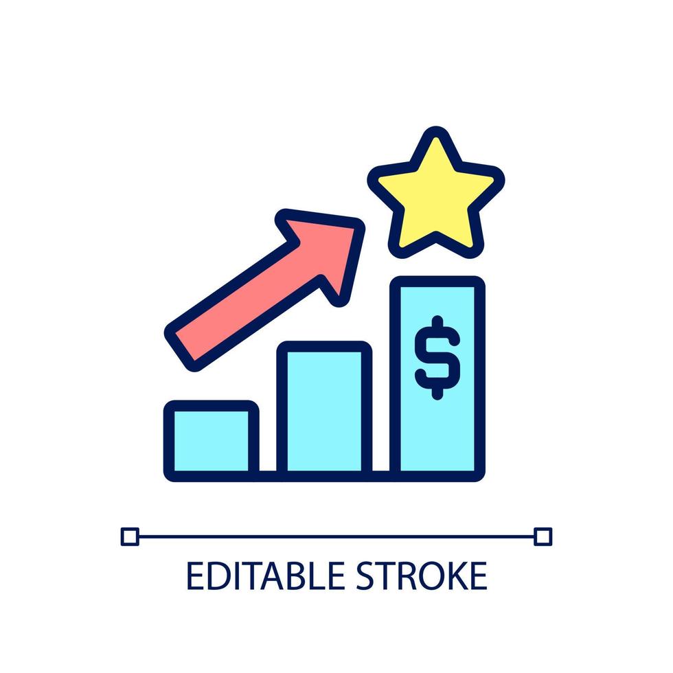 verkoopbonus pixel perfect rgb-kleurenpictogram. compensatie plan. monetaire stimulans. financiële vooruitzichten. geïsoleerde vectorillustratie. eenvoudige gevulde lijntekening. bewerkbare streek. vector