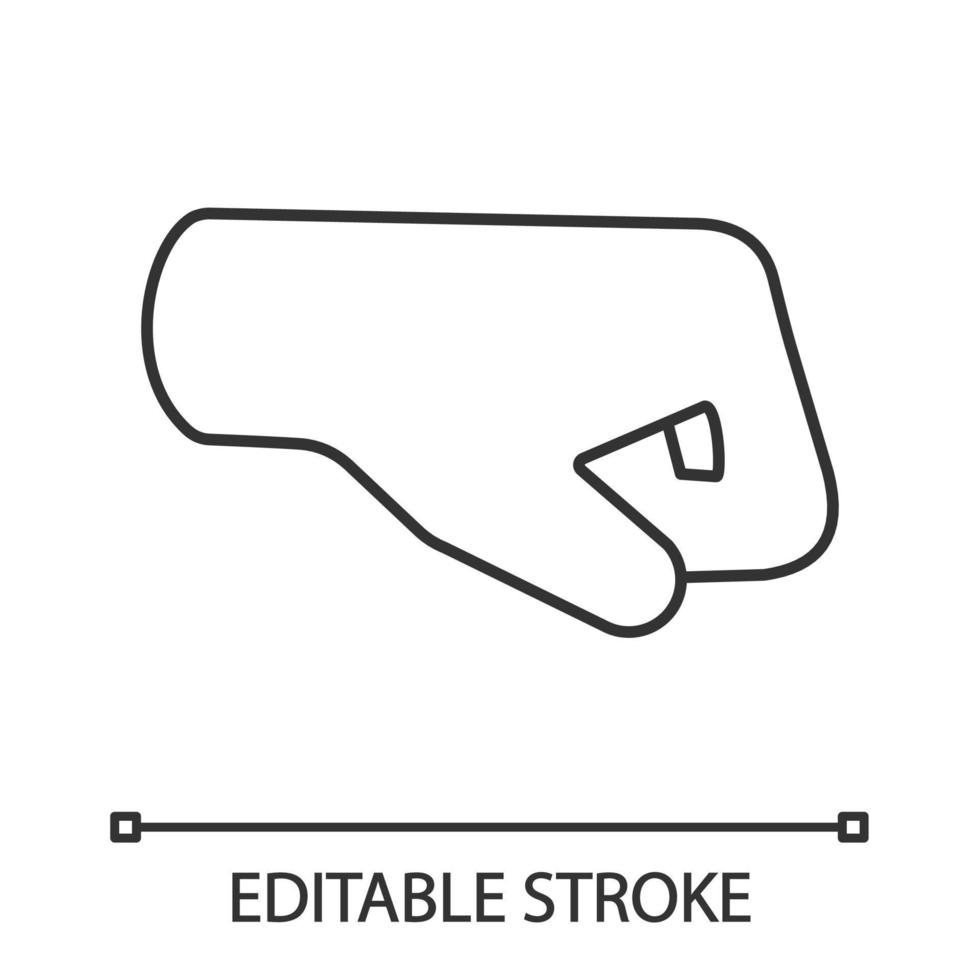 rechter vuist emoji lineaire pictogram. dunne lijn illustratie. naar rechts gerichte vuist. vuistslag. bros. contour symbool. vector geïsoleerde overzichtstekening. bewerkbare streek