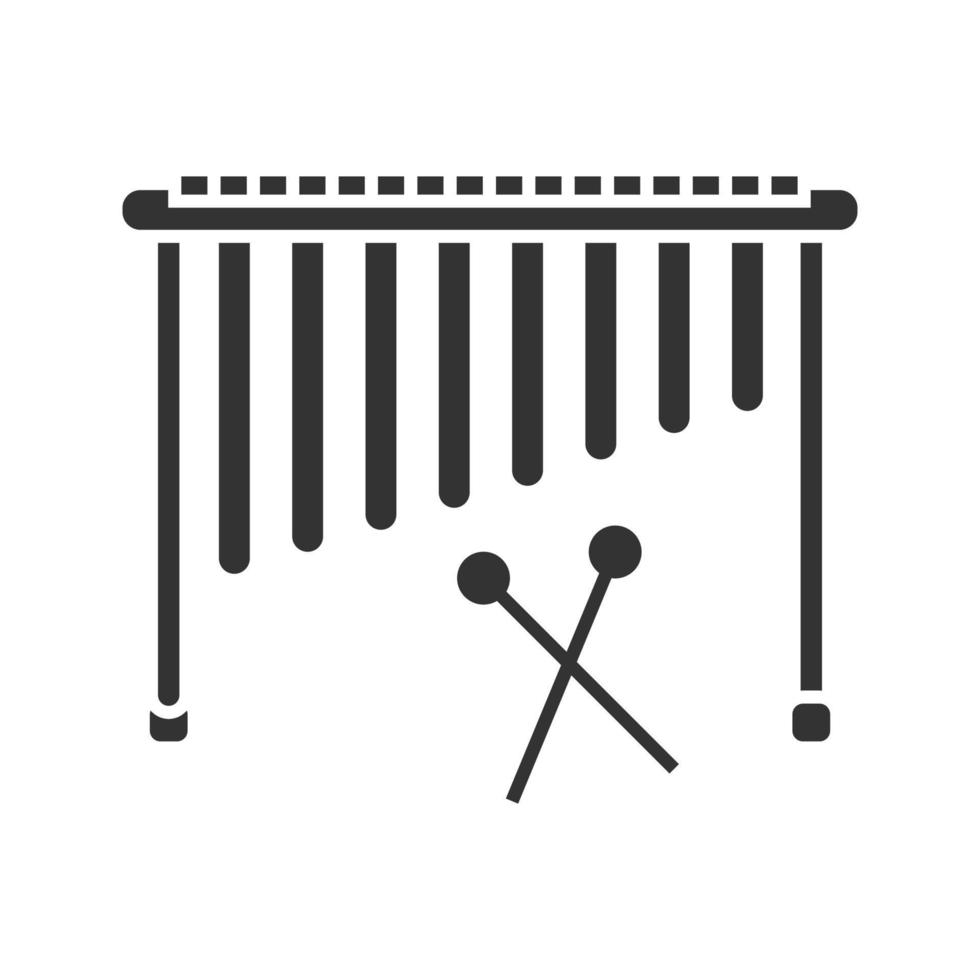 marimba glyph-pictogram. silhouet symbool. negatieve ruimte. vector geïsoleerde illustratie