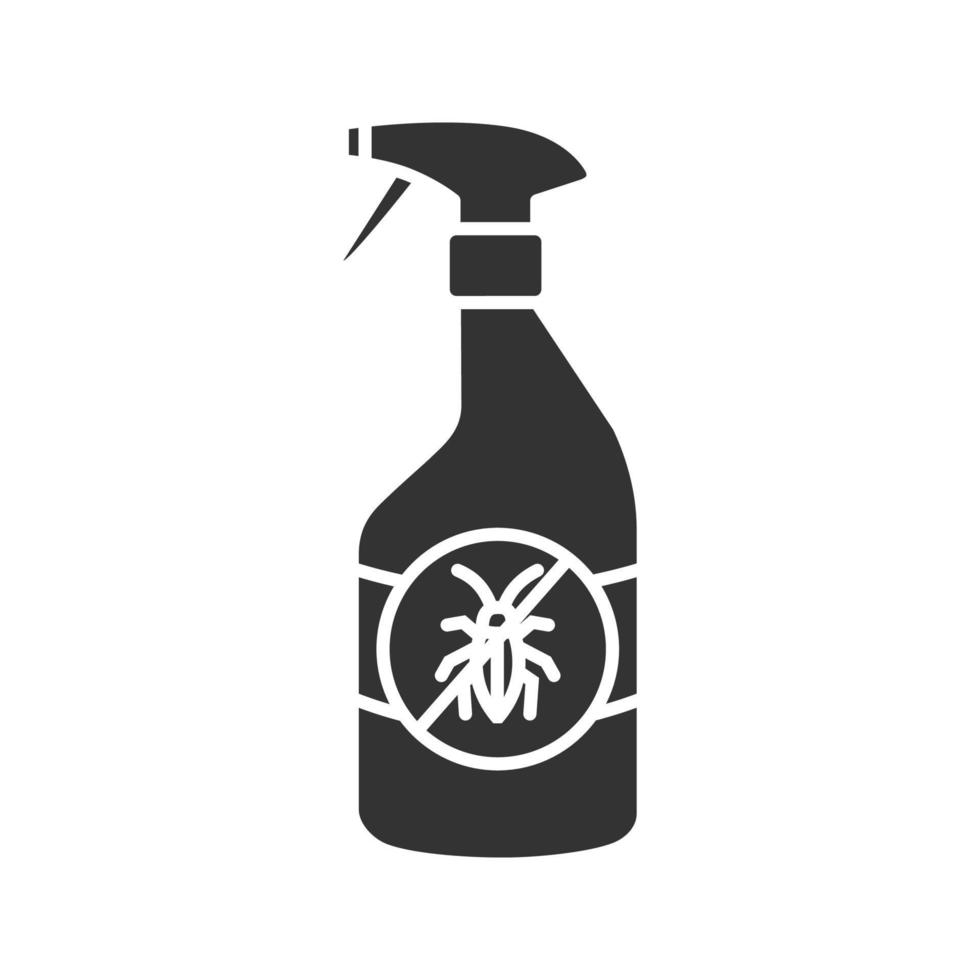 insectenafstotend glyph-pictogram. anti-kakkerlak spray. silhouet symbool. negatieve ruimte. vector geïsoleerde illustratie