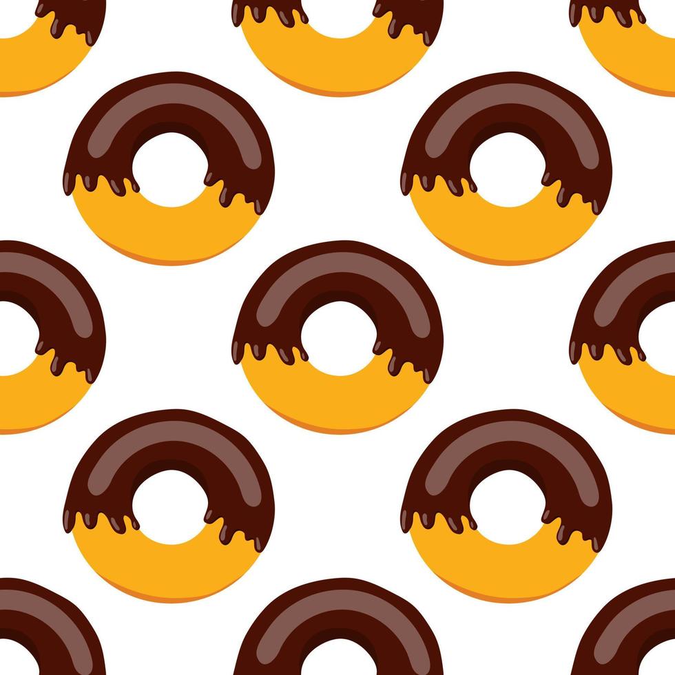 naadloze chocolade donut patroon met chocolade slagroom. vectorillustratie op een witte achtergrond. vector