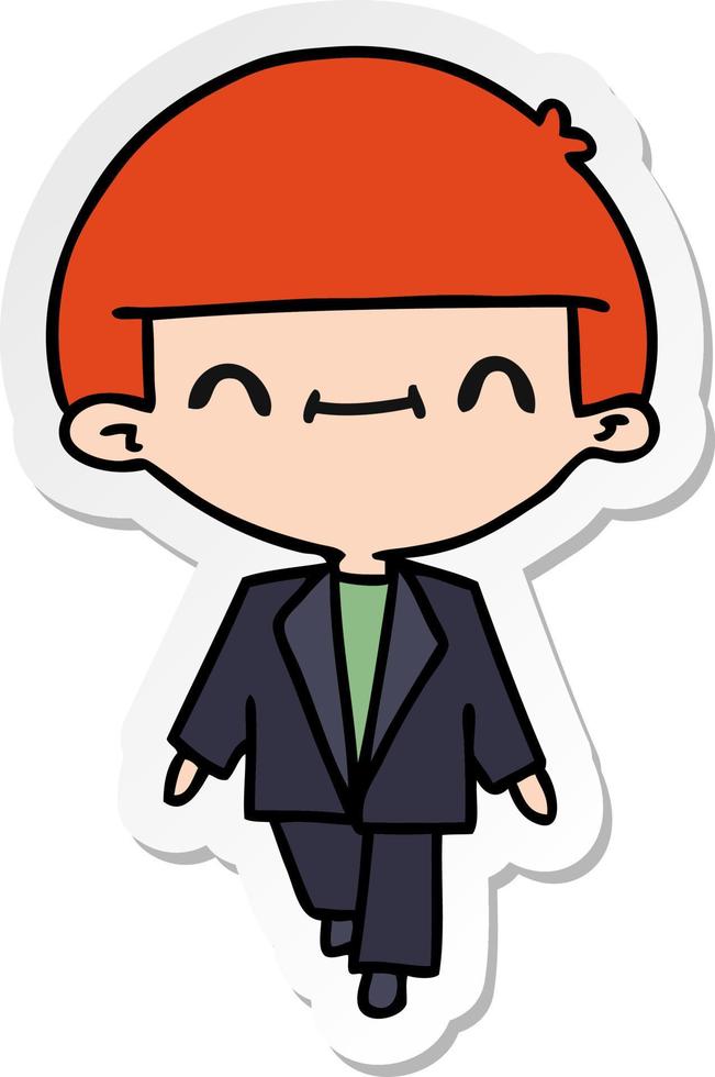 sticker cartoon van schattige kawaii jongen in pak vector