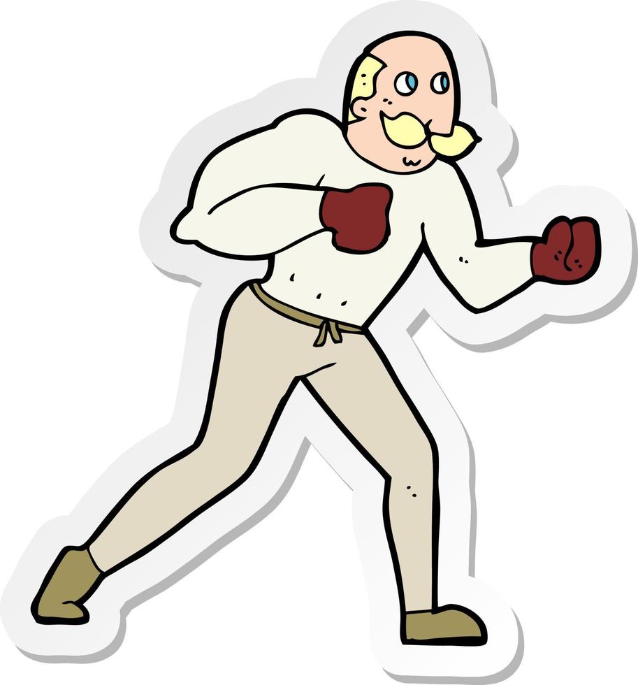 sticker van een cartoon retro bokser man vector