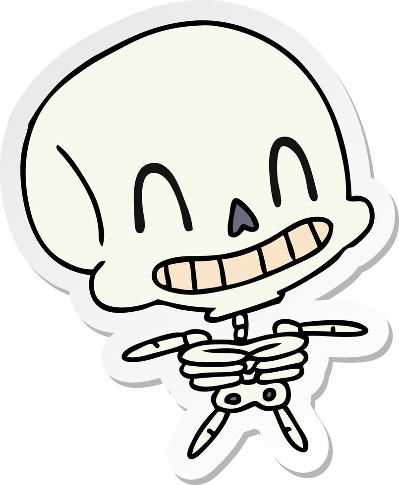 sticker cartoon van griezelig kawaii skelet vector