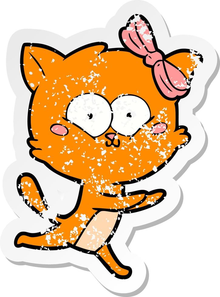 noodlijdende sticker van een cartoonkat vector