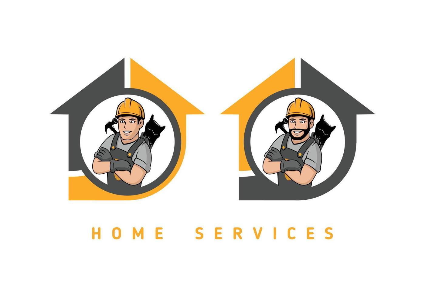 thuisservice klusjesman cartoon karakter logo ontwerp illustratie vector