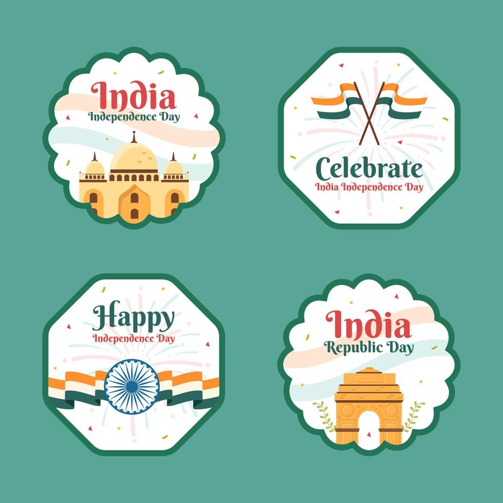 indische onafhankelijkheidsdag sociale media labelsjabloon platte cartoon achtergrond vectorillustratie vector