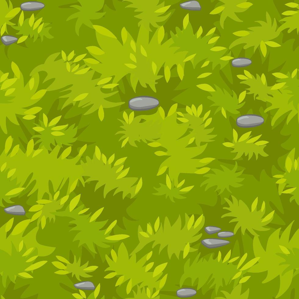 naadloze textuur gras, textuur groen gazon met stenen. vectorillustratie van een natuur achtergrond, biologisch gras voor het spel. vector