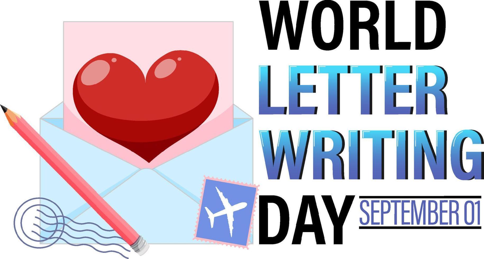 wereld brief schrijven dag posterontwerp vector