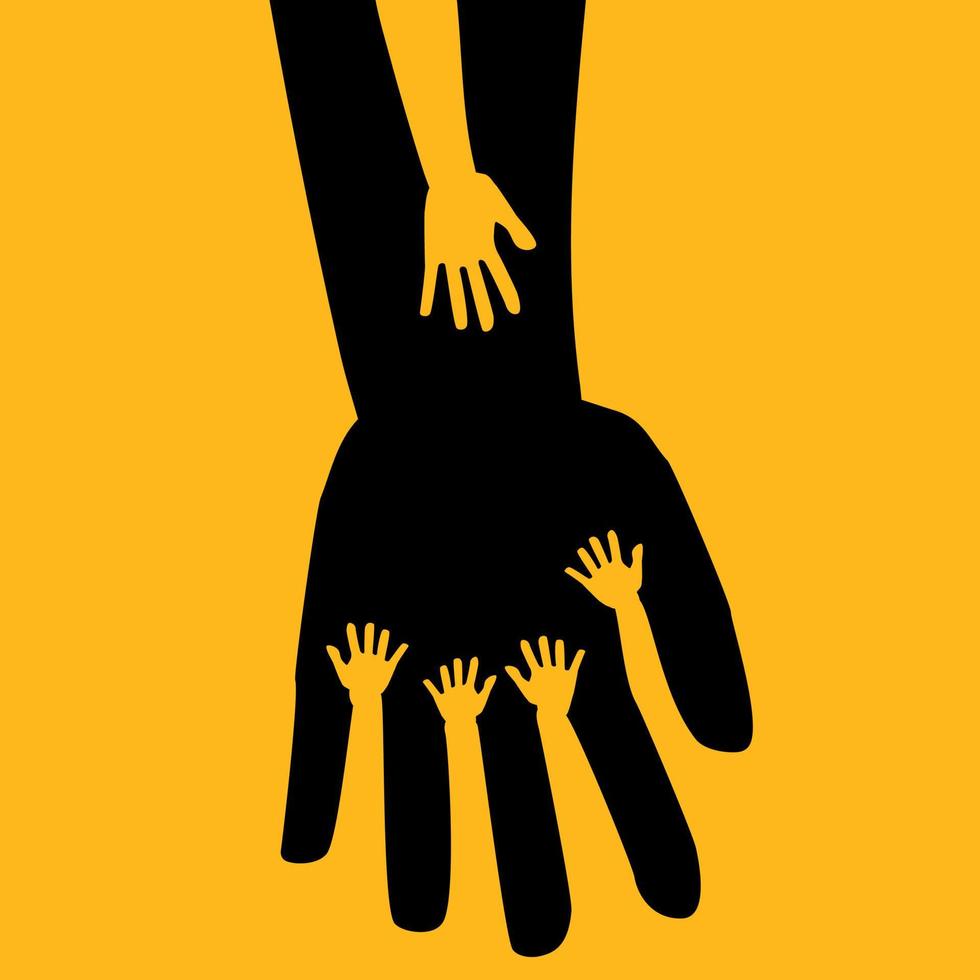 grote hand hand helpen andere hand geschikt voor liefdadigheidsdonatie poster vector