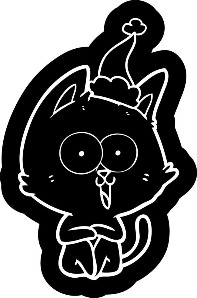 grappige cartoon icoon van een kat met kerstmuts vector