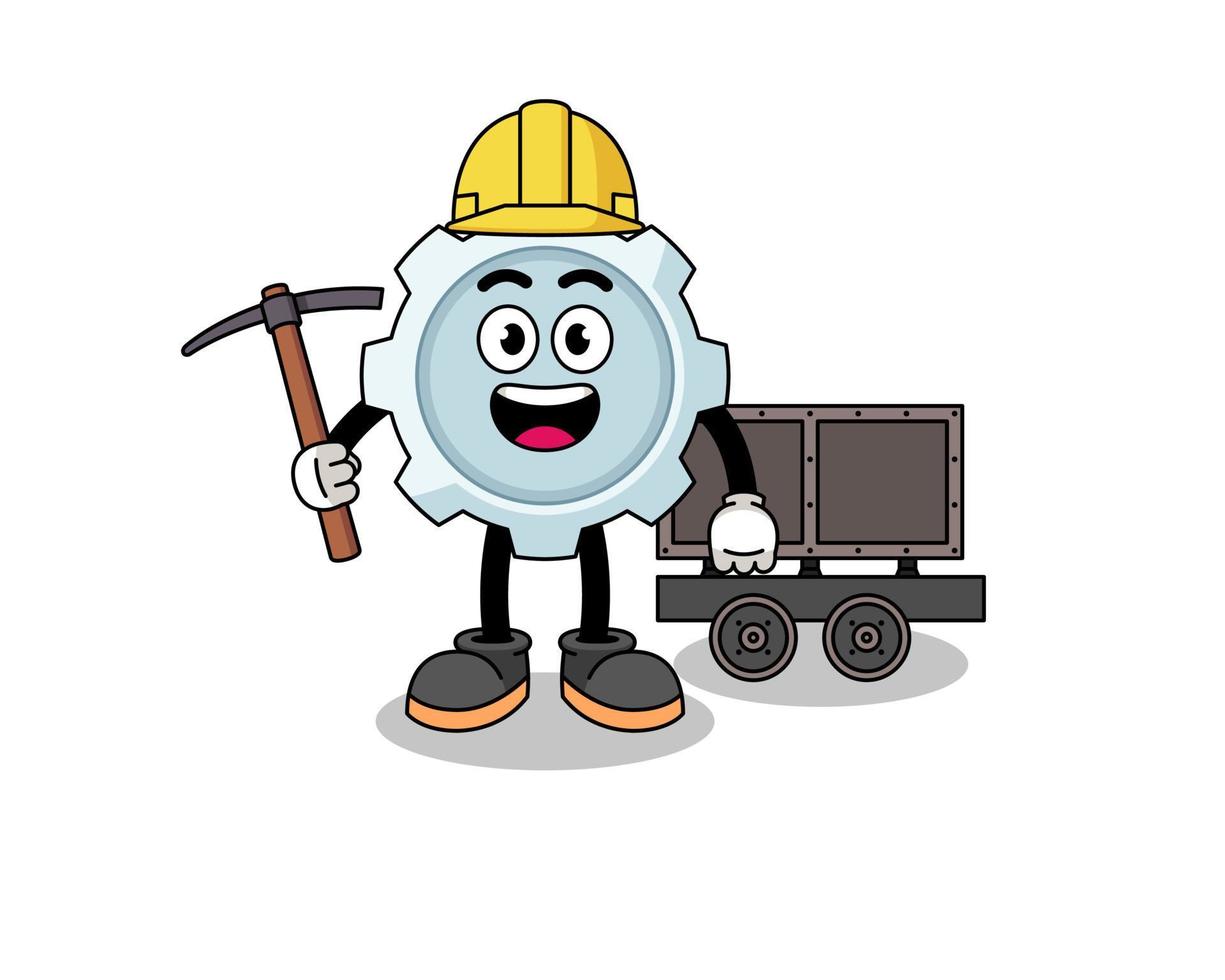 mascotte illustratie van vistuig mijnwerker vector
