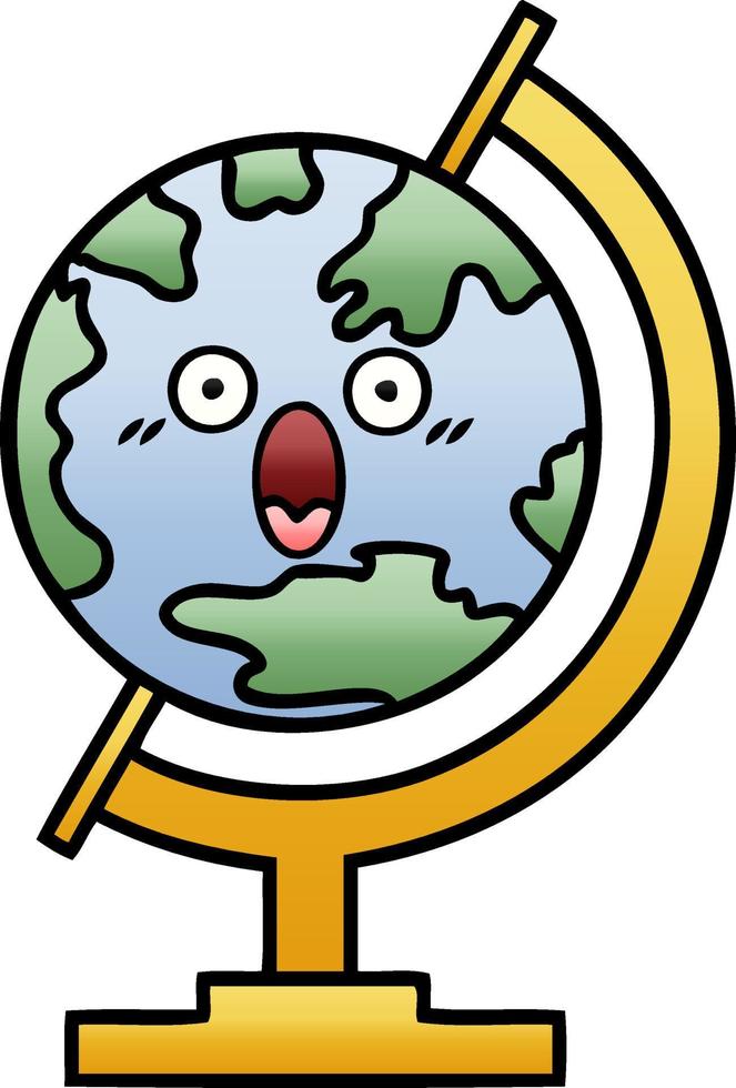 gradiënt gearceerde cartoon wereldbol van de wereld vector