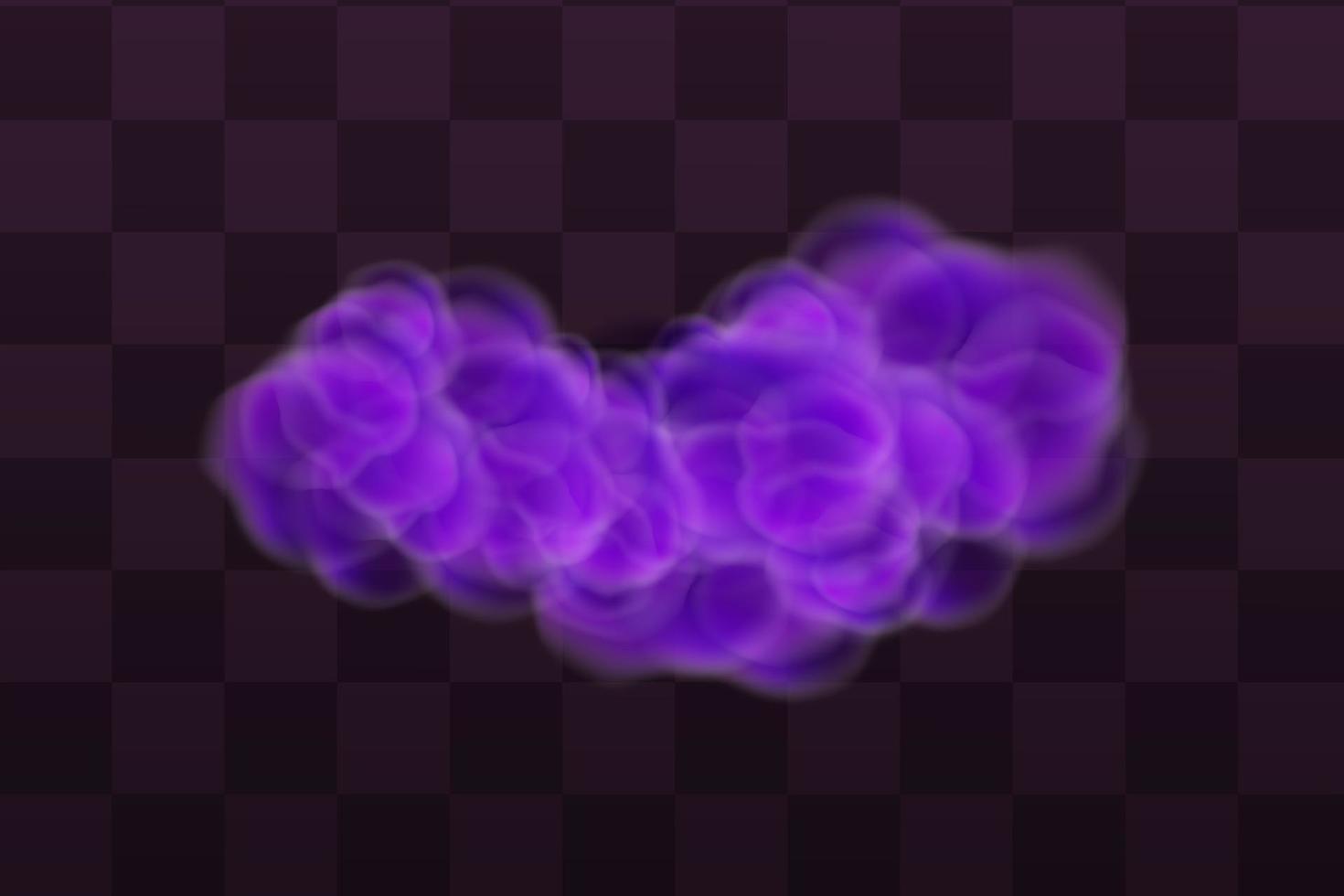 realistische enge mystieke violette mist in nacht halloween. paars giftig gas, stof en rook effect. vector