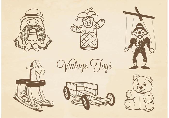 Gratis Vector Getekende Vintage Speelgoed