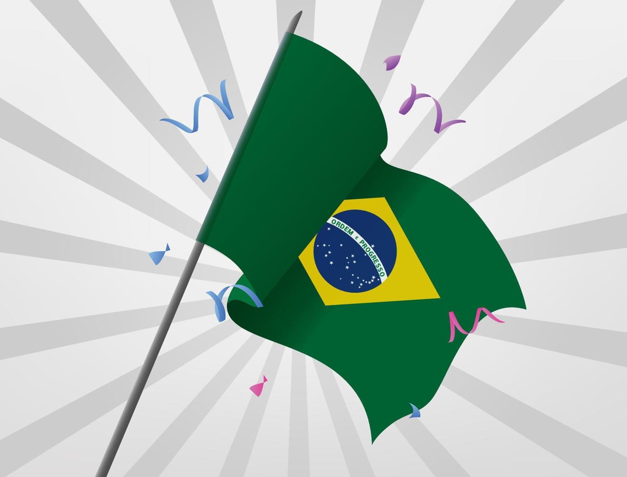 de feestelijke vlag van brazilië wappert op hoogte vector