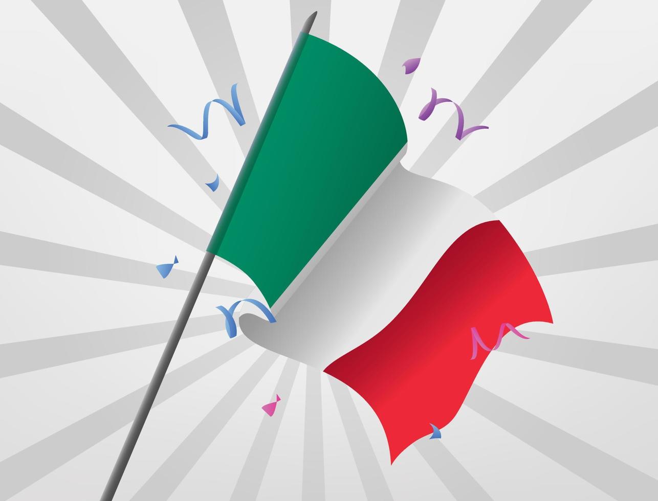 de feestelijke vlag van italië vloog op een hoogte vector