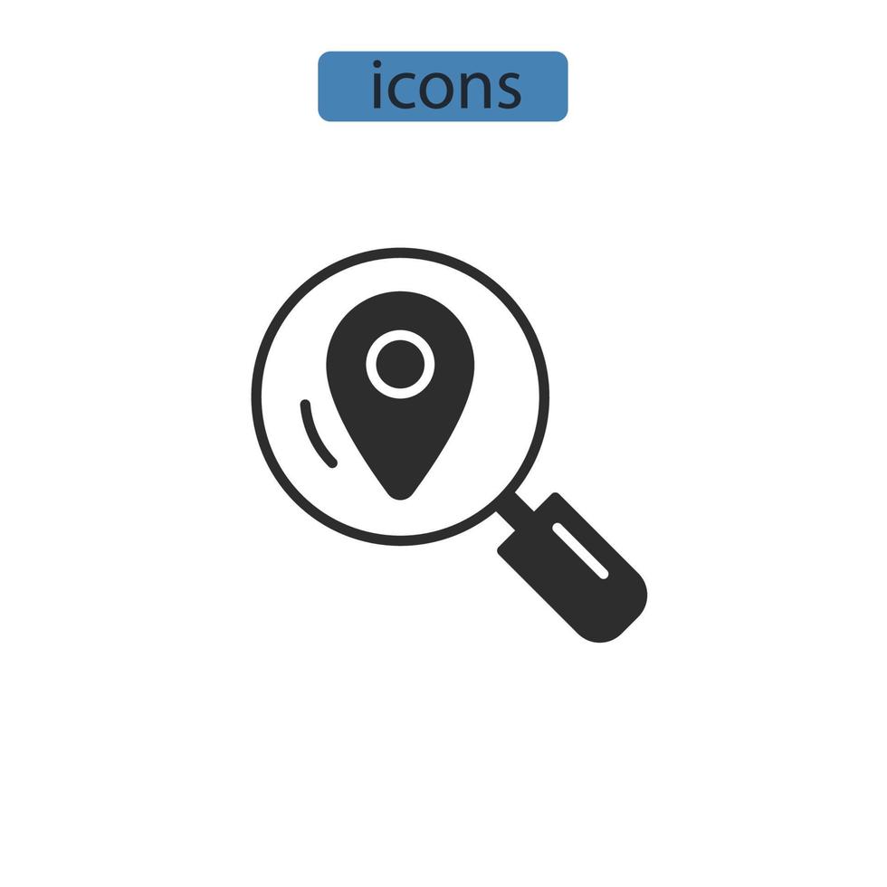 kaart zoeken pictogrammen symbool vectorelementen voor infographic web vector