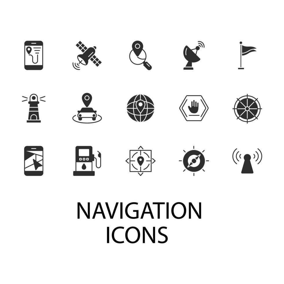 navigatie pictogrammen instellen. navigatiepakket symbool vectorelementen voor infographic web vector