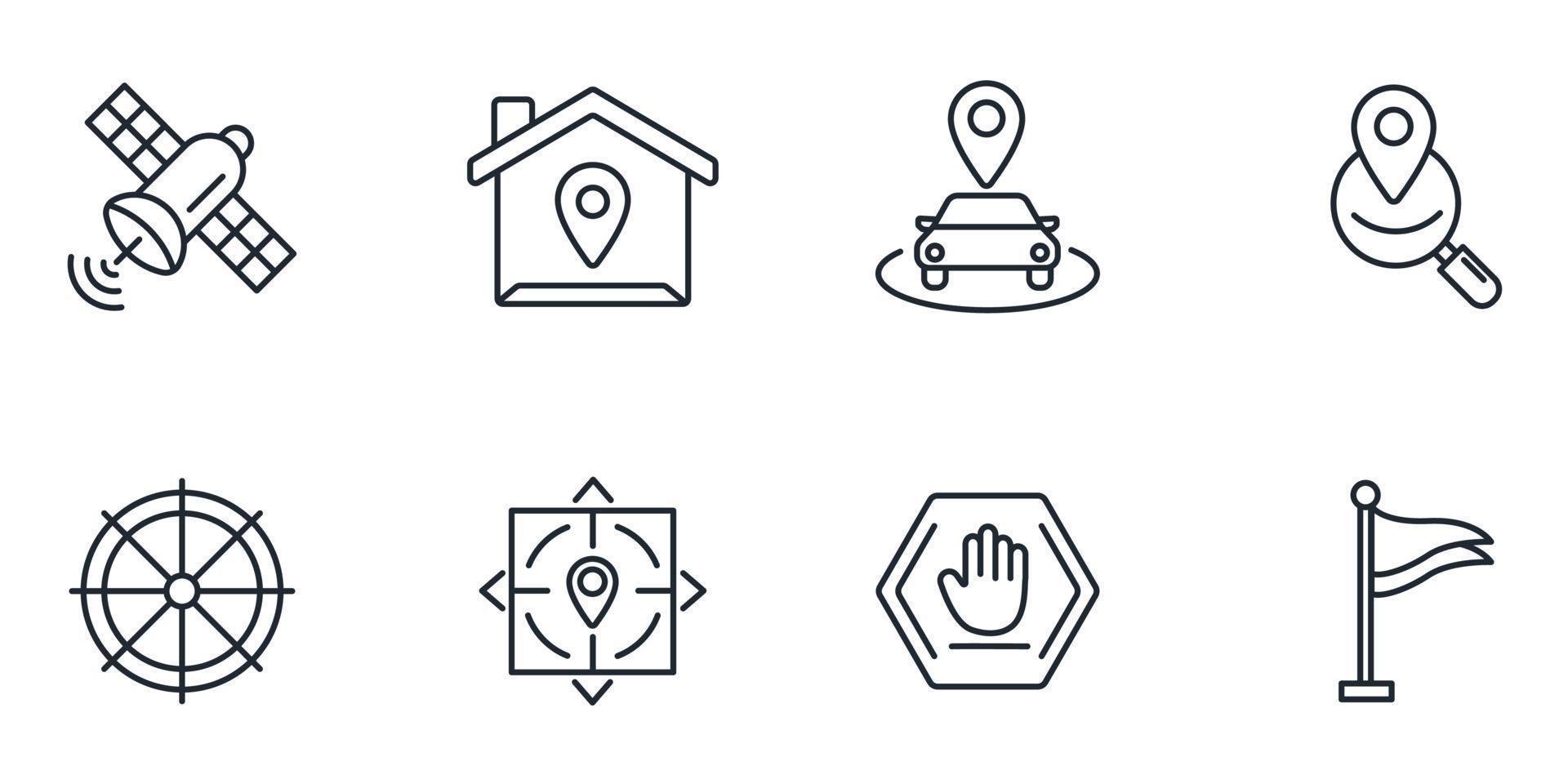 navigatie pictogrammen instellen. navigatiepakket symbool vectorelementen voor infographic web vector