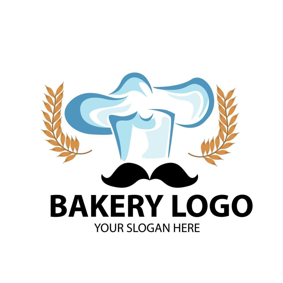 chef toque hoed en snor symbool. bakkerij logo haute cuisine. vectorillustratie. vector