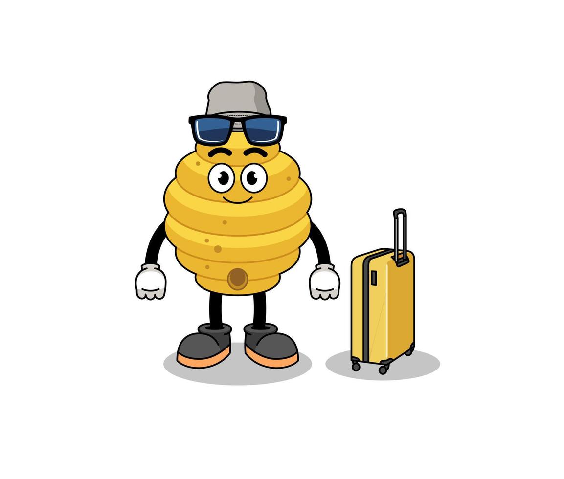 bijenkorf mascotte doet vakantie vector