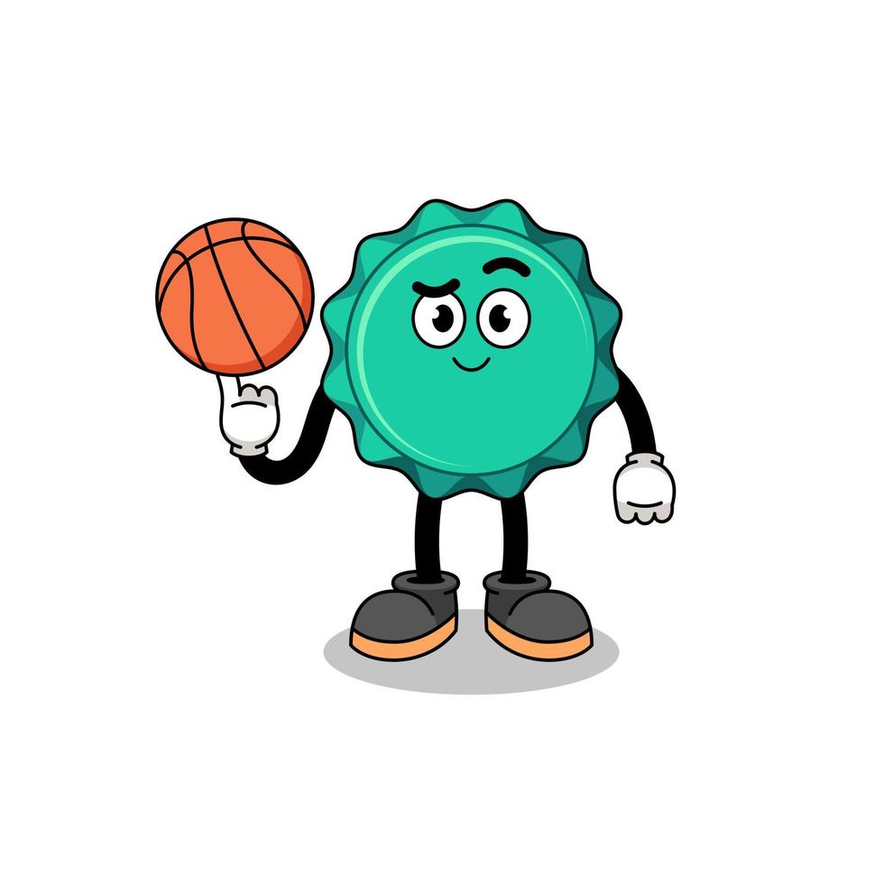 illustratie van de kroonkurk als basketbalspeler vector