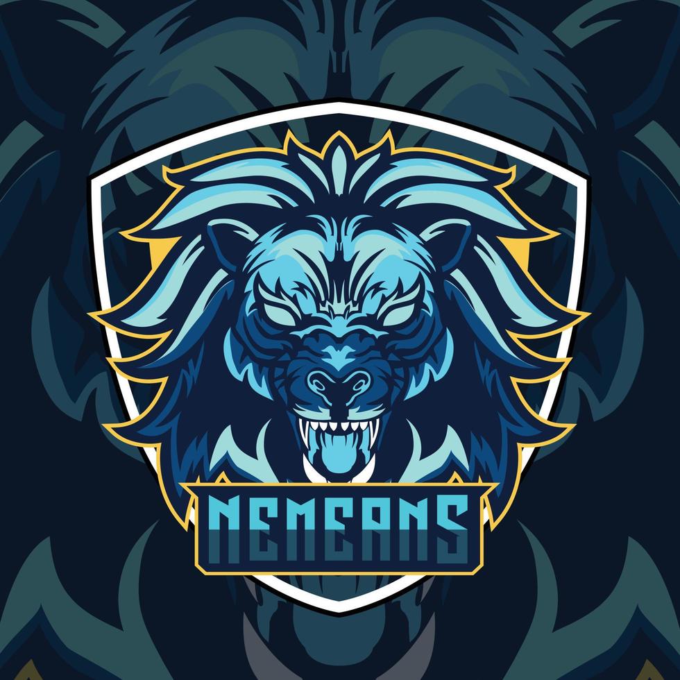 leeuwenkop mascotte logo-ontwerp voor esport vector