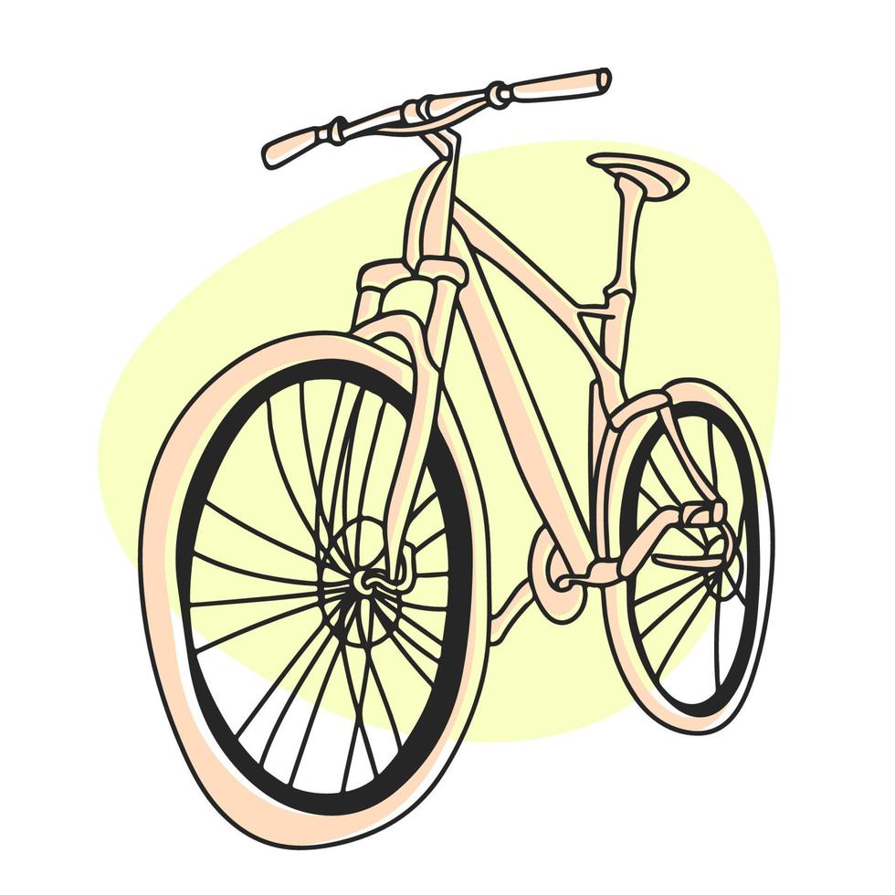 fiets in doodle-stijl, in pastelkleuren, lijnvector vector