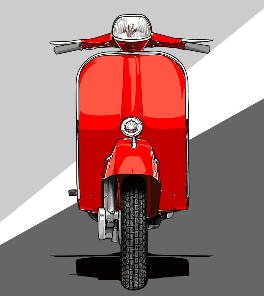 vintage scooter vooraanzicht vector