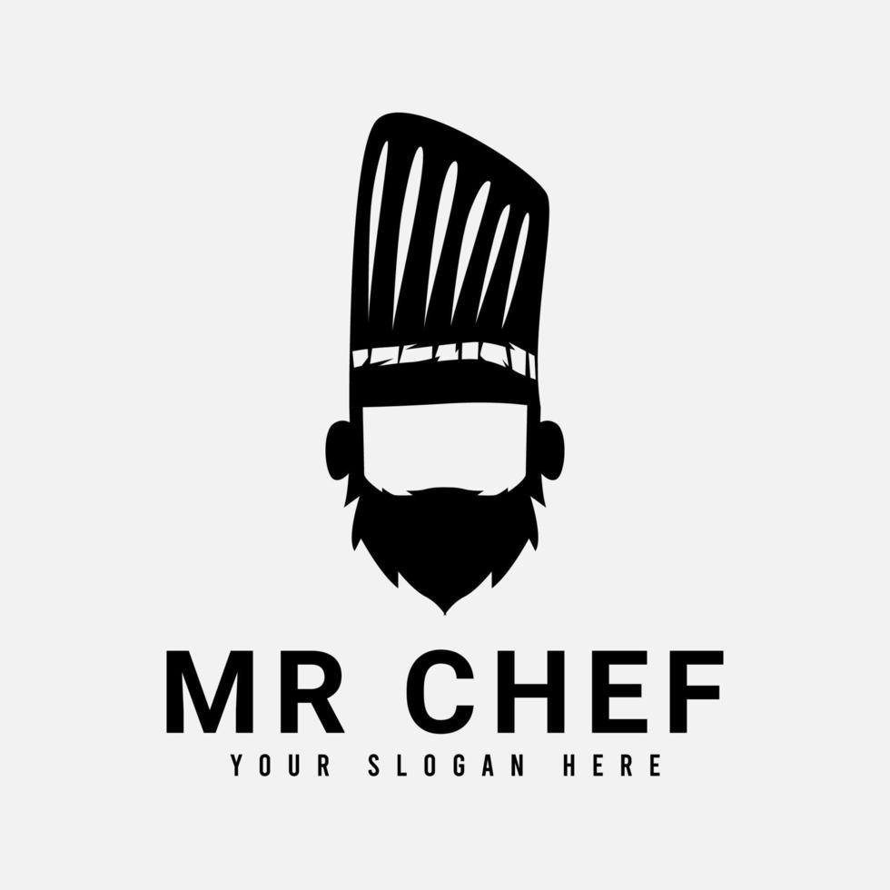 zwarte chef-kok logo ontwerpsjabloon vector