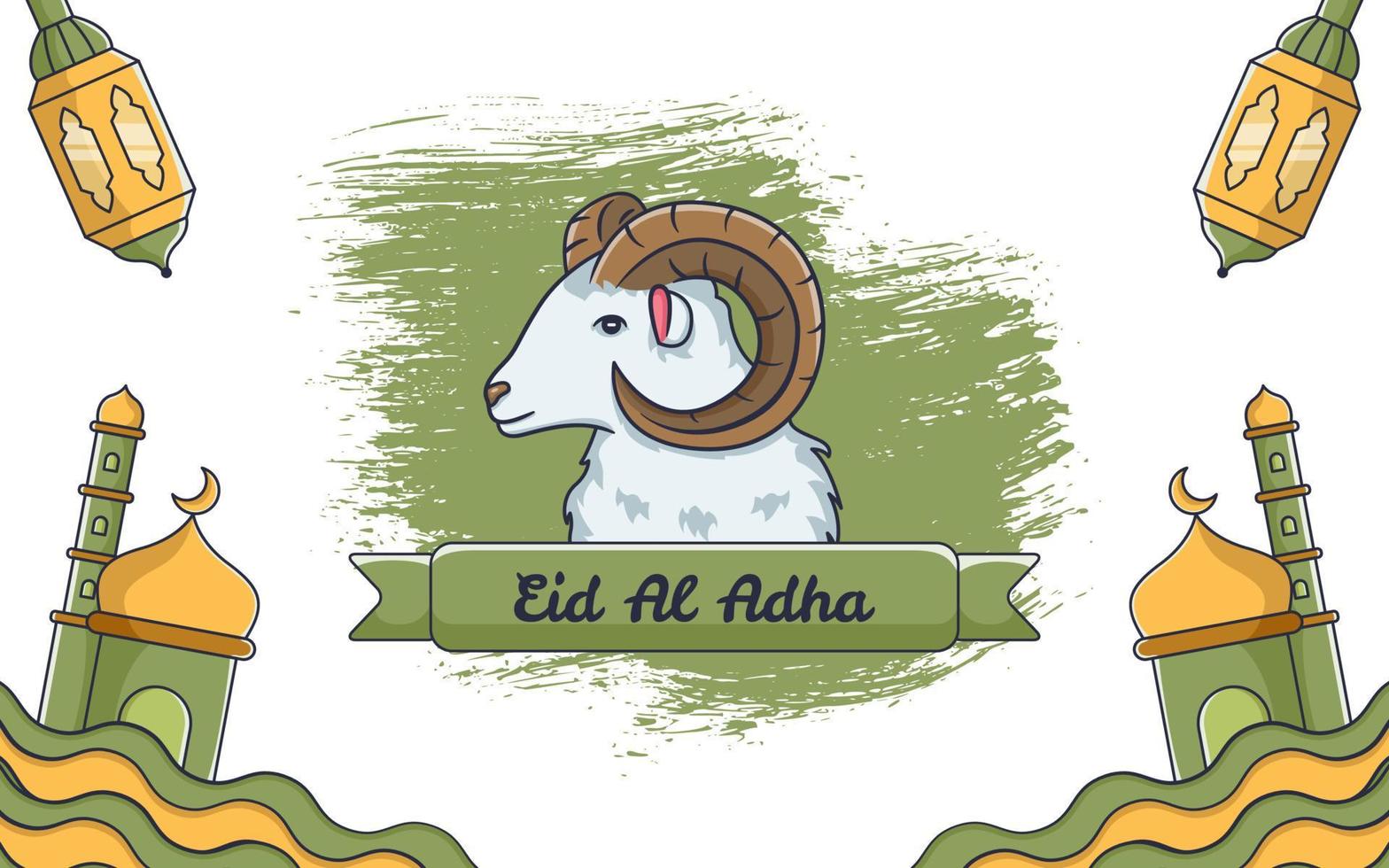 eid al adha met geitillustratie en islamitisch ornament vector
