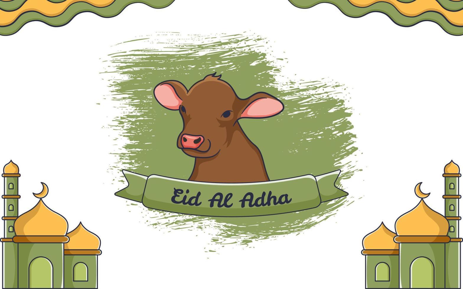 eid al adha met koeillustratie en islamitisch ornament vector