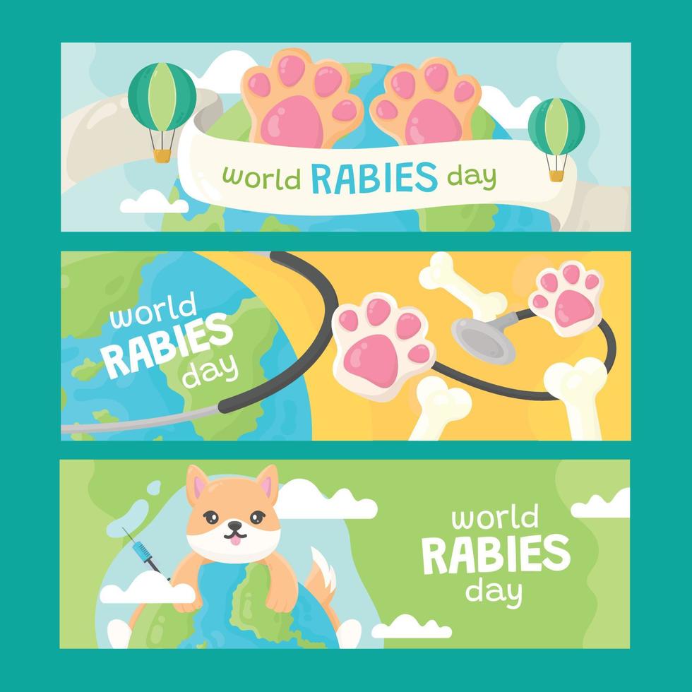 ontwerpsjabloon voor spandoek ter wereld tegen hondsdolheid vector