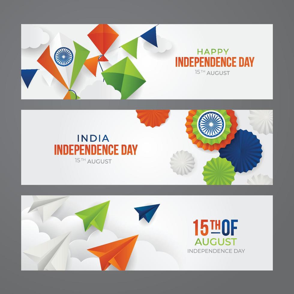 india onafhankelijkheidsdag banners set vector