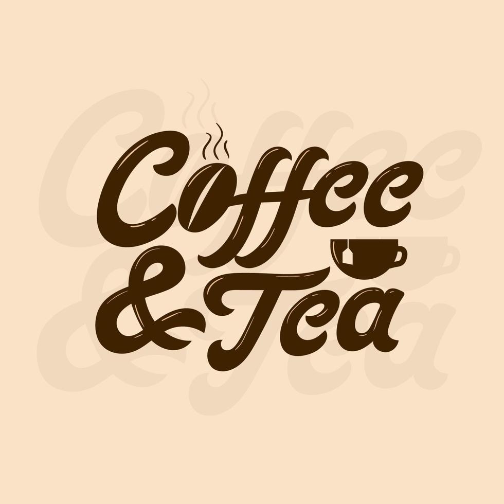 koffie en thee woordmerk logo concept. aangepast typografie-logo vector