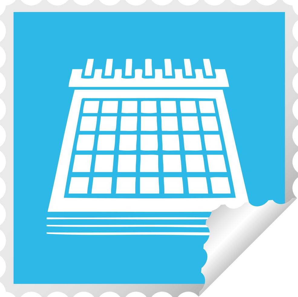 vierkante peeling sticker cartoon werkkalender vector