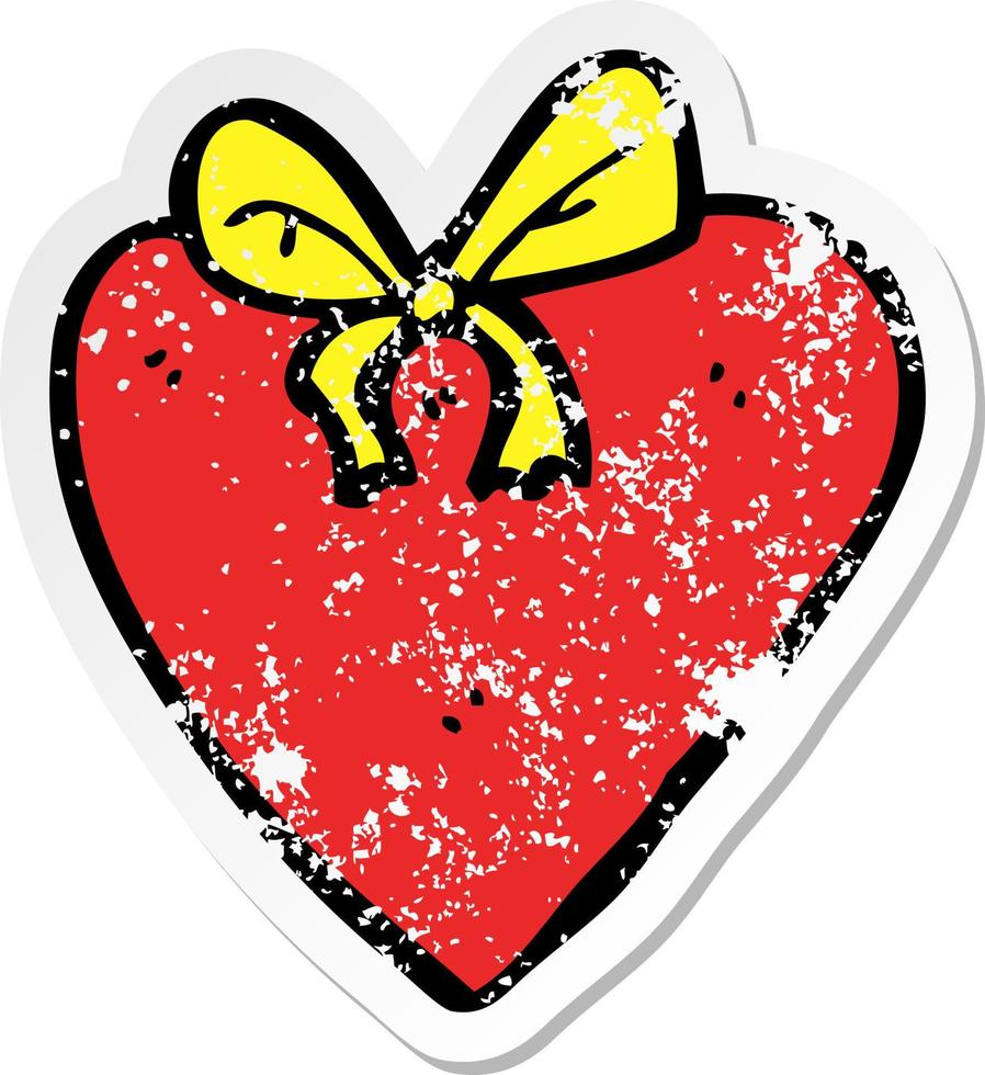 retro noodlijdende sticker van een cartoon liefdeshart vector