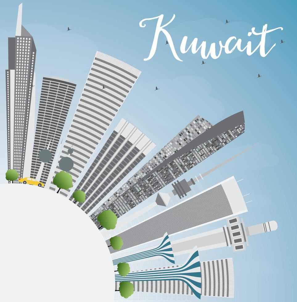 de skyline van de stad van Koeweit met grijze gebouwen en blauwe lucht. vector