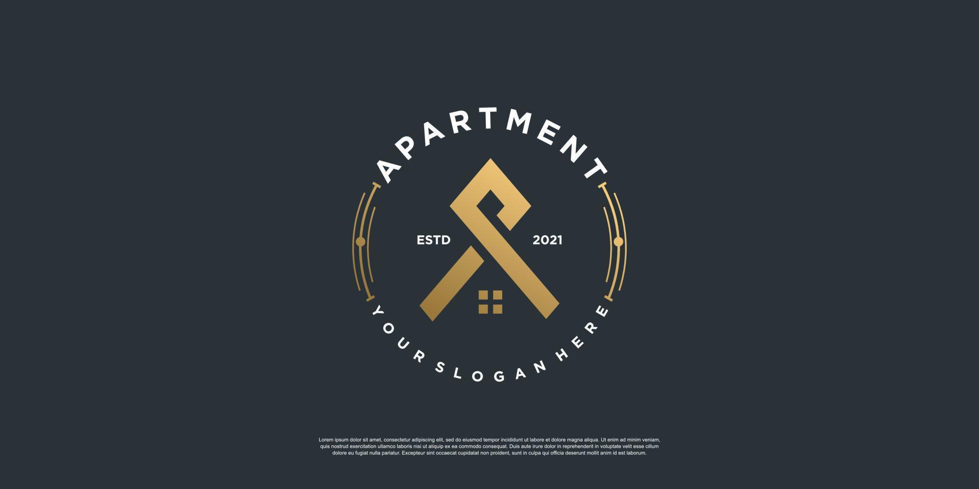 appartement logo met embleem stijl premium vector