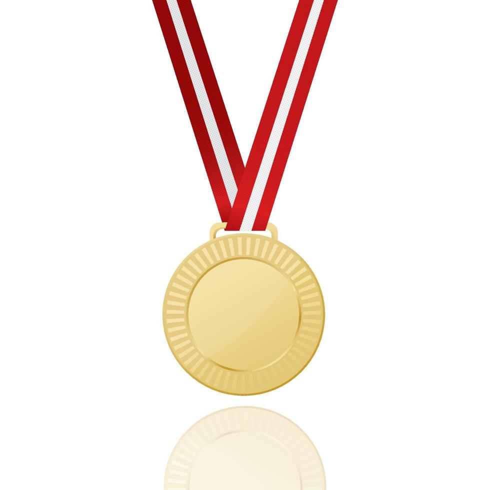 gouden medaille met rood lint. icoon. vector