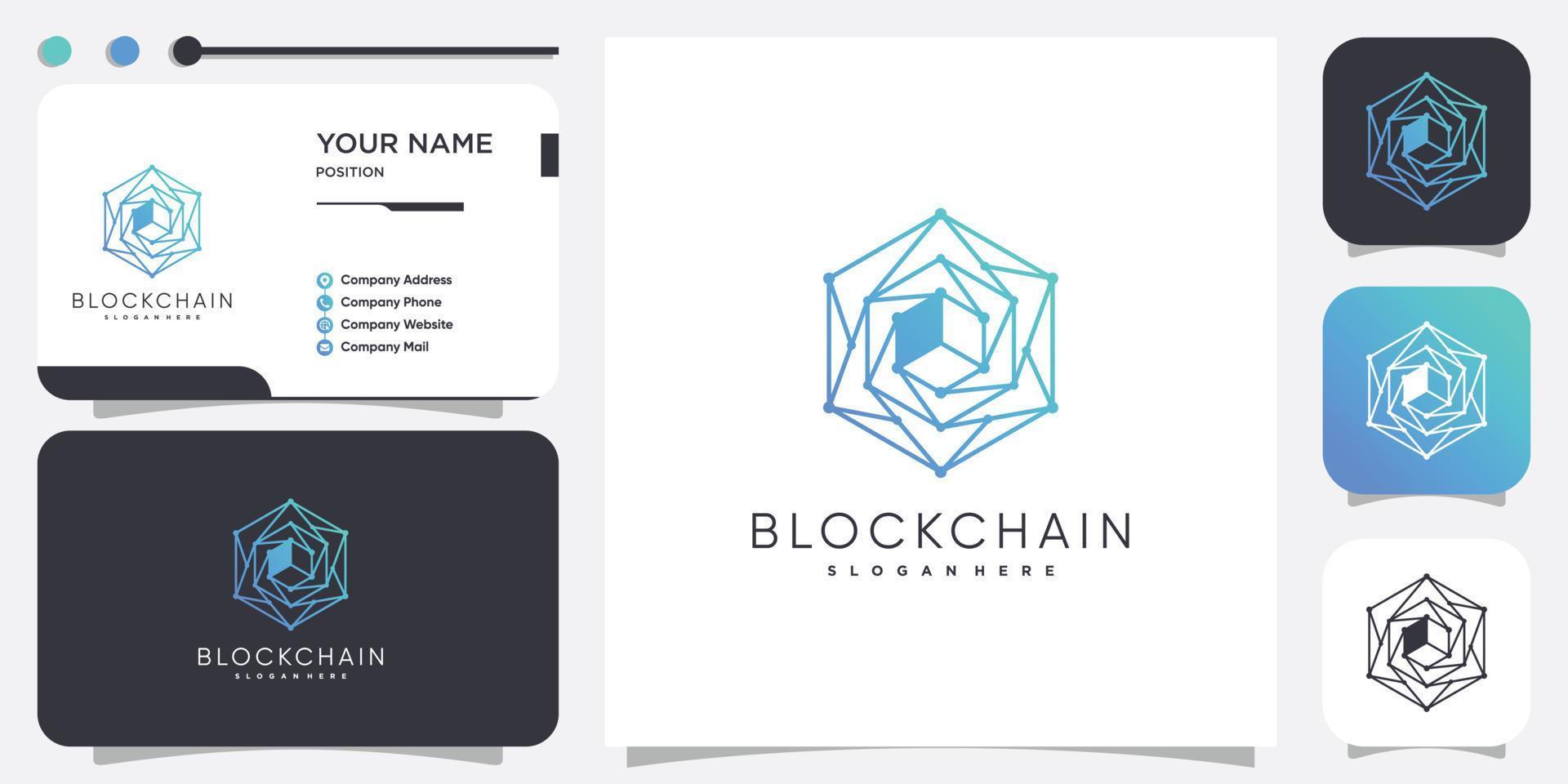 technologie logo met blockchain conceptontwerp premium vector