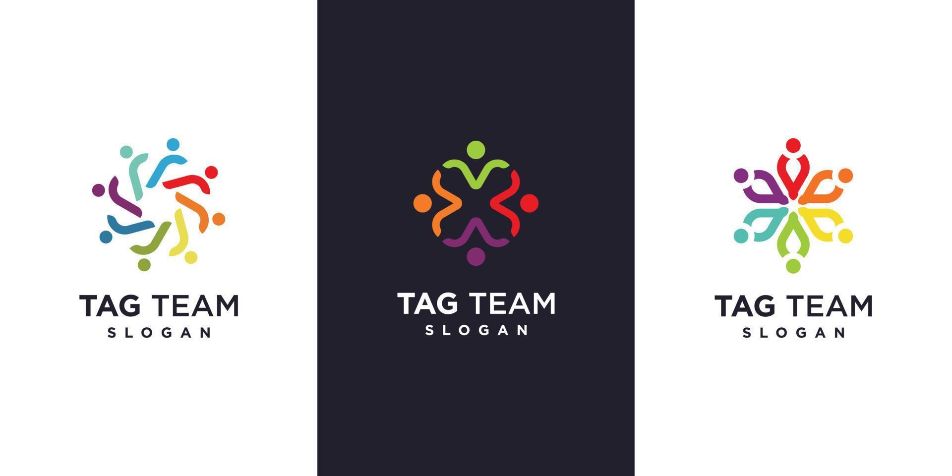 set teamlogo met moderne, frisse concept premium vector