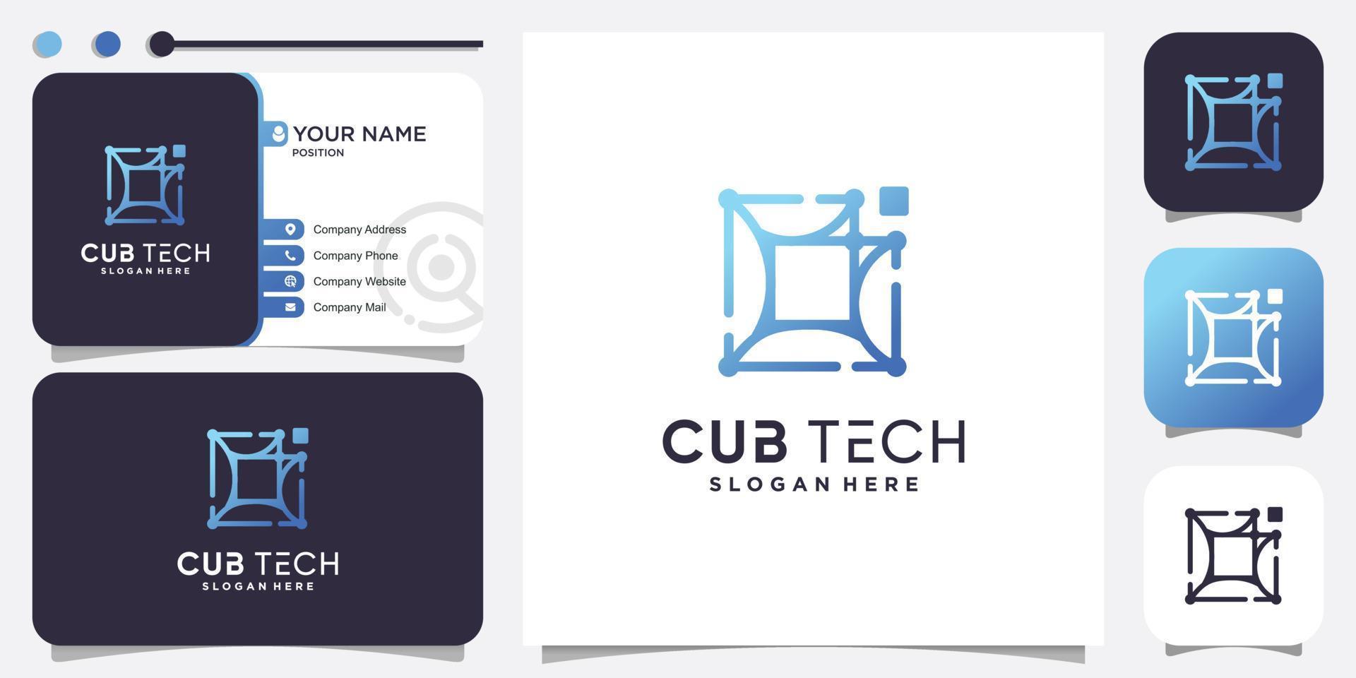 kubus tech logo met moderne abstracte concept premium vector