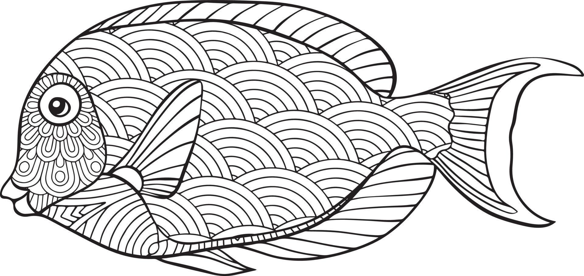 vis kleurplaat, hand tekenen vis vector